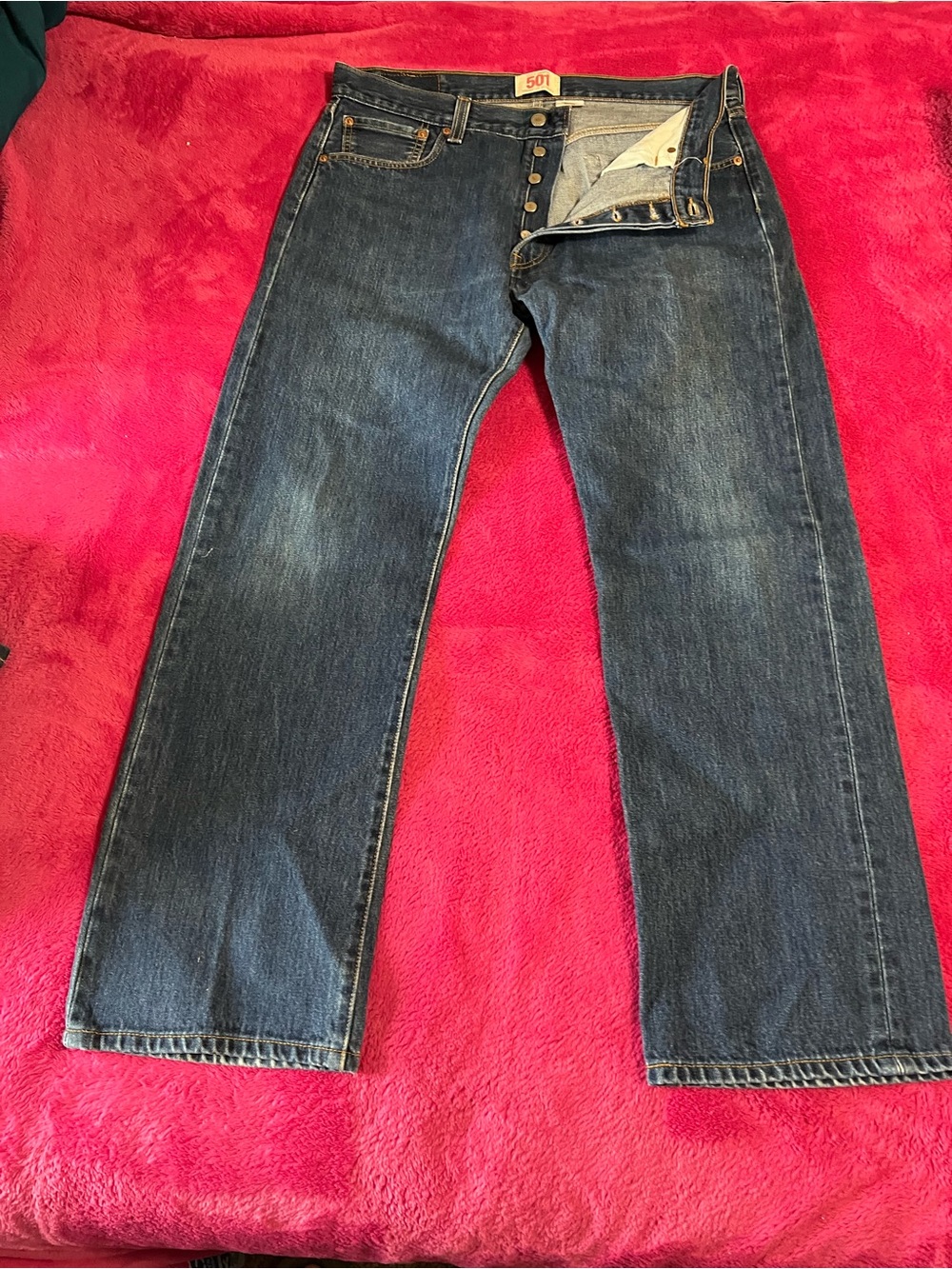 Levi's 501 Men's Straight Jeans in Dark Blue Denim
